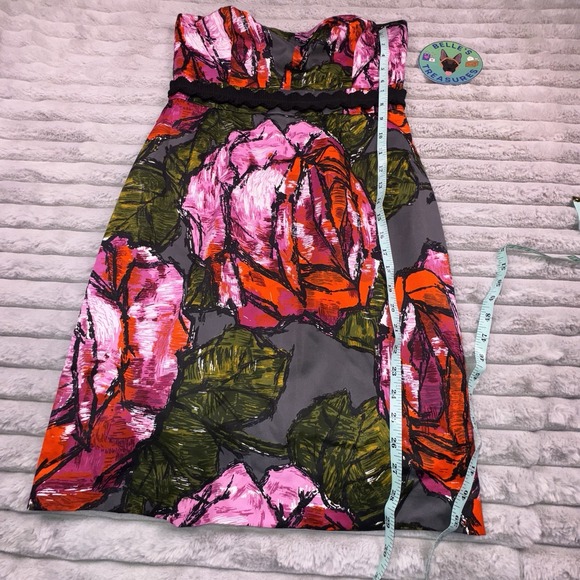 Trina‎ Turk Dress Size 6 Silk Strapless Floral Y2K Dark Romantic Coquette Sexy - Picture 2 of 10